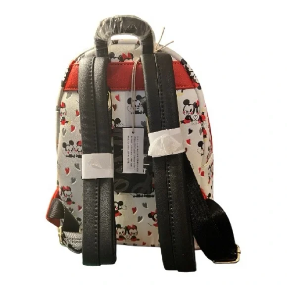 Disney Loungefly Mickey and Minnie Mouse Heart Backpack - Picture 4 of 8